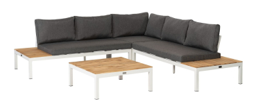 EXOTAN® Design Gartenlounge Set La Vida Teak Weiss inkl. Kissen Grau